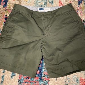 olive green relaxed fit shorts